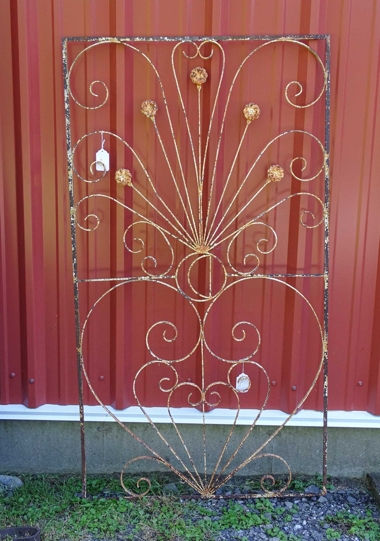 Wrought Iron Fence Section: Wrought iron fence section. 61" x 33.