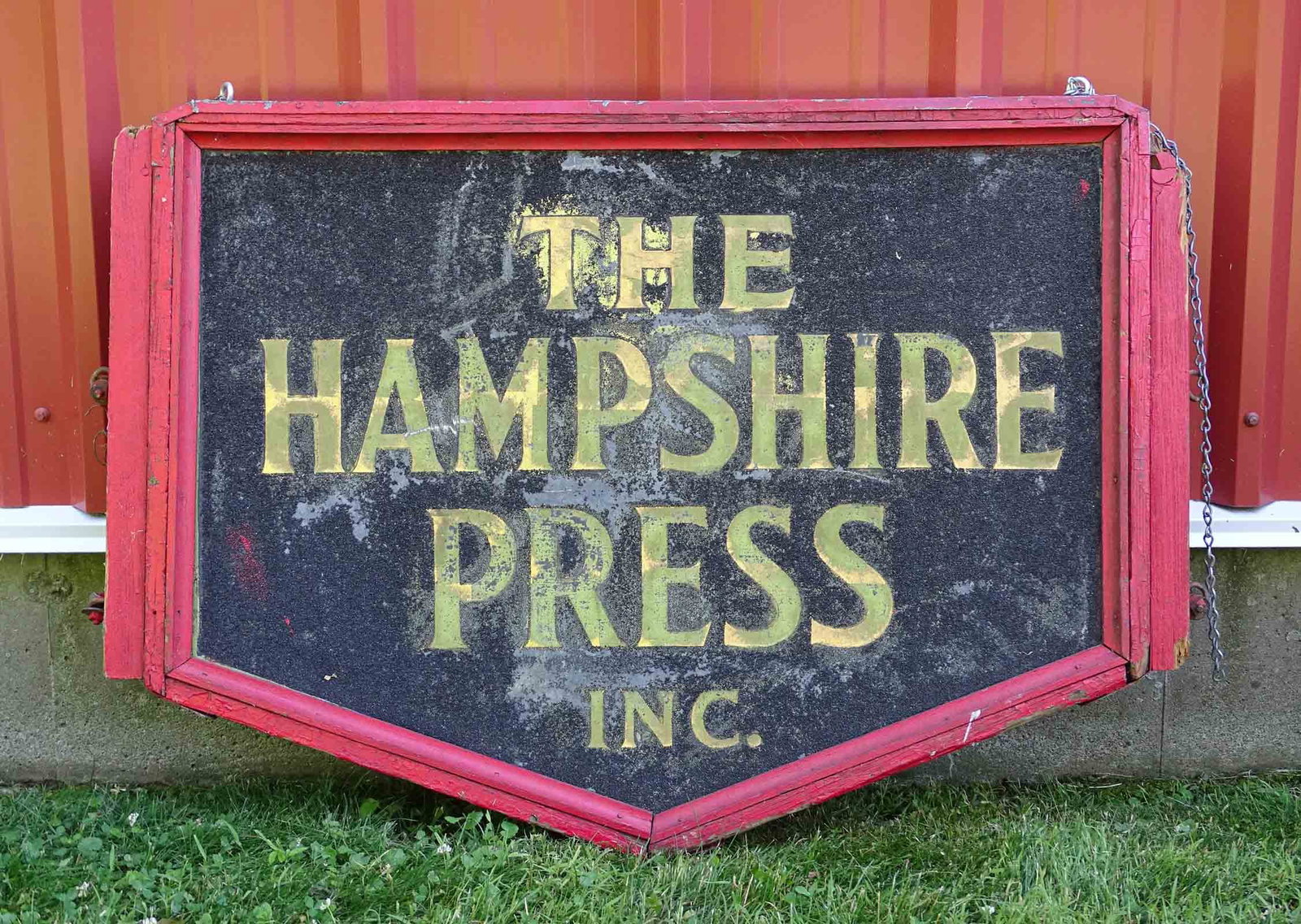 Trade Sign: TIn / Wood sign, two sided "THE HAMPSHIRE PRESS INC." (31" x 40").