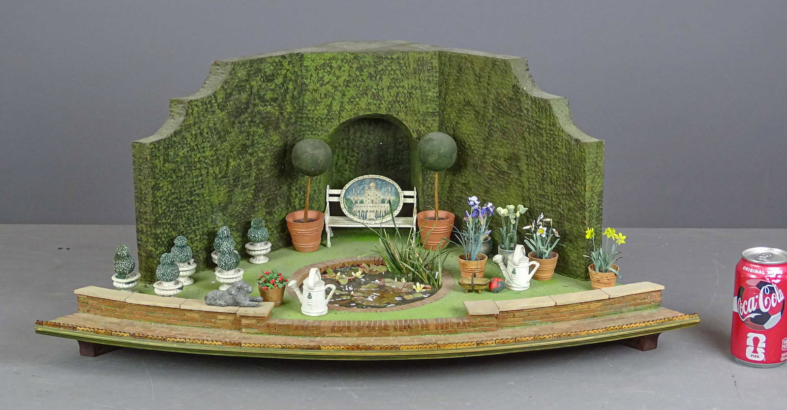 Garden Model by David West: Garden Model made by David West. In original crate. Garden 29" x 18" x 12" Ht., box 22" x 21 1/2" x 14".
