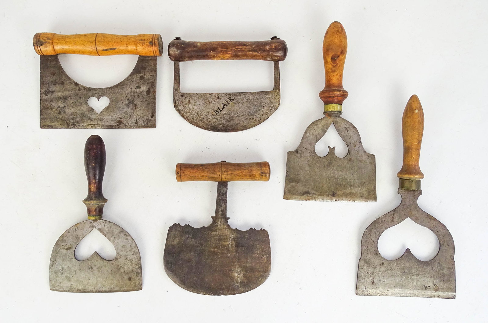 Lot of Early Choppers: Lot of (6) early choppers. Includes heart shaped, one marked "BLAIR". Largest 7 1/2" x 5 1/2".