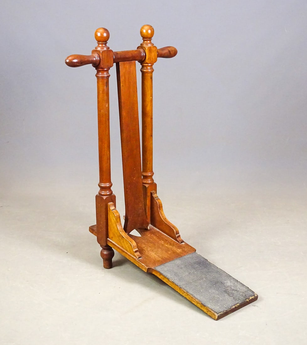 Bootjack Bench: Unusual tall bootjack. 11" x 27" x 38" Ht..