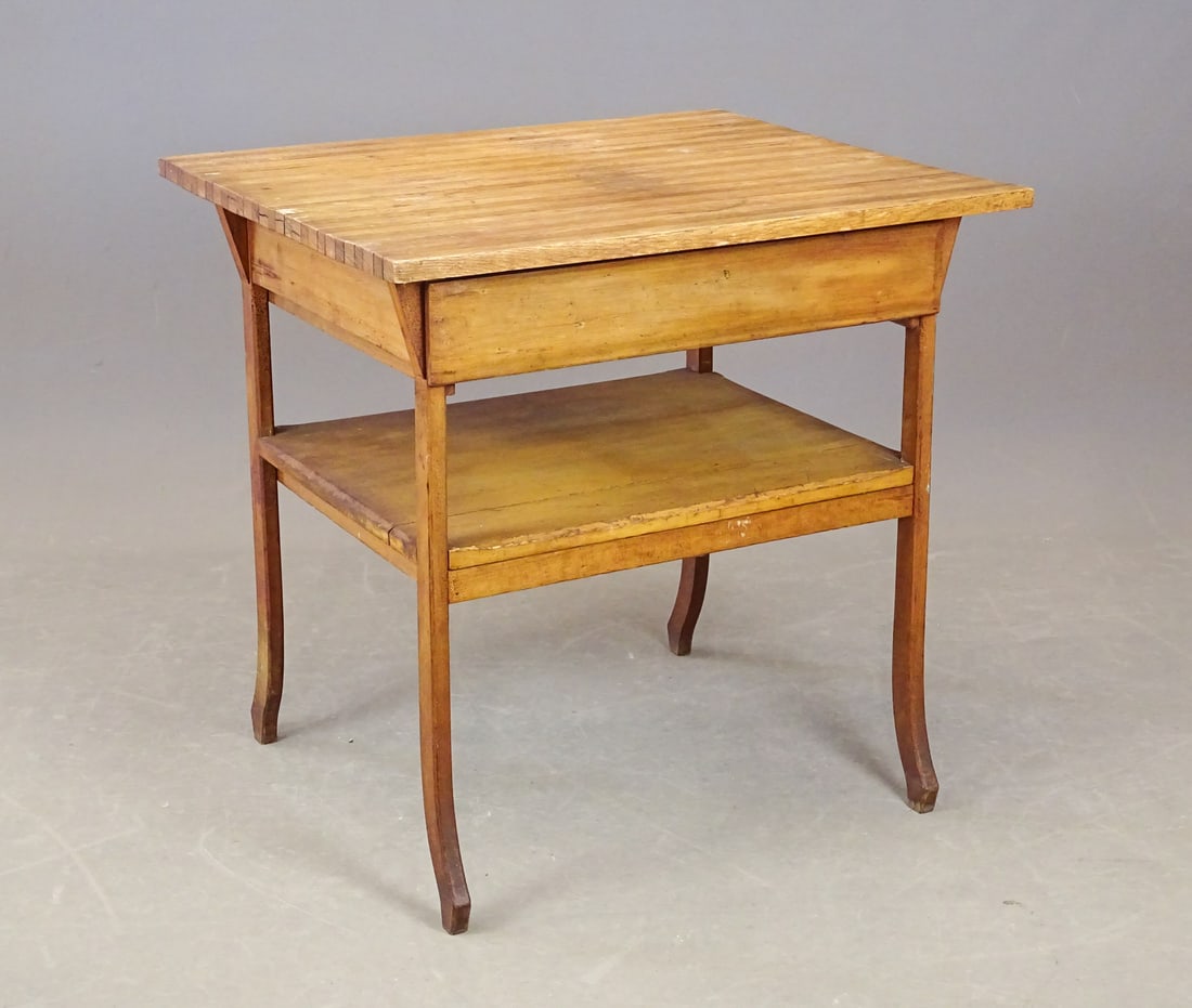 Single Drawer Table: Single drawer table with varigated top. 29 1/2" x 25 1/2" x 29" Ht..