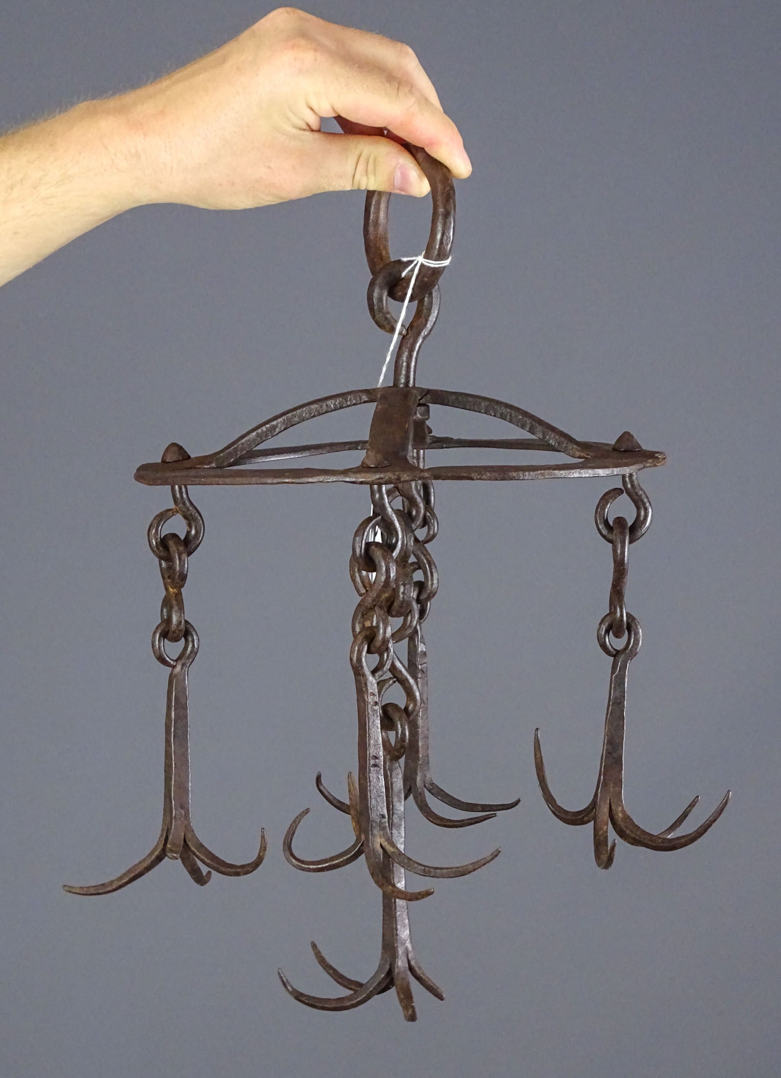 Iron Crown: Iron hanging crown. 9" D., 13" Ht..