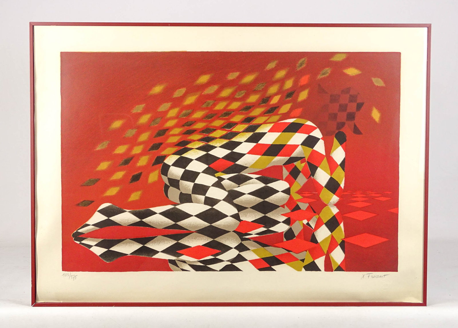 Xavier Froissart (b. 1950) Lithograph: Xavier Froussart (b. 1950), lithograph "Arlequin" (103/775), frame overall 21 1/4" x 30".