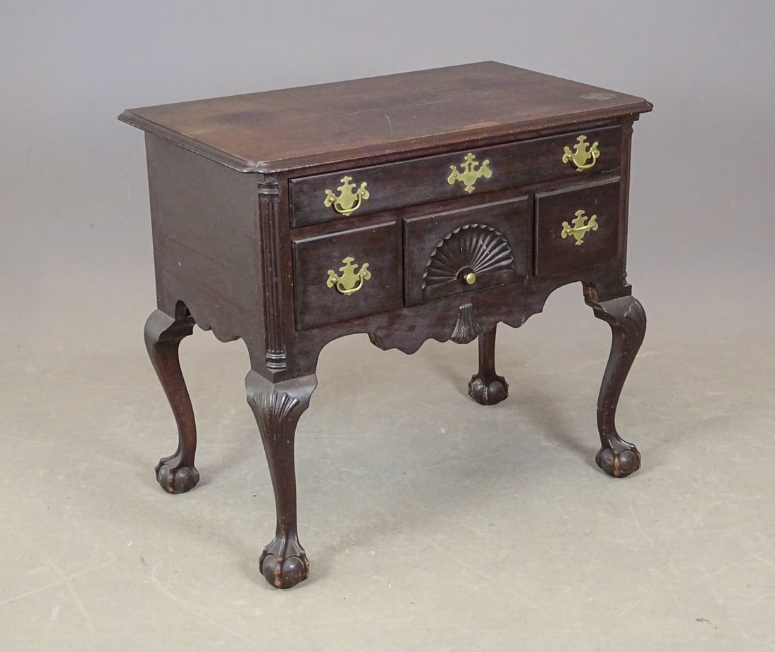 Chippendale Style Lowboy: Chippendale style ball and claw foot lowboy. Probably Margolis. 32" x 19" x 28 1/2" Ht..