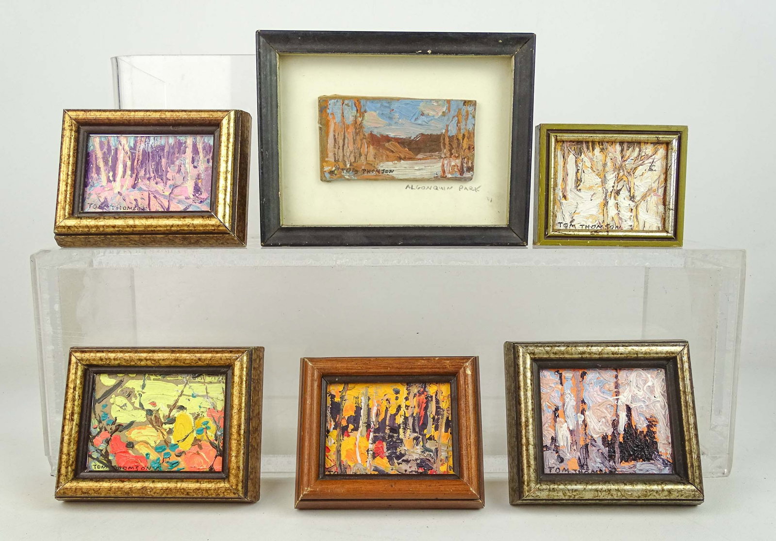 After Tom Thomson (1977-1917): Painting Lot: After Tom Thomson (1977-1917), (6) miniature works on panel. Largest 5 1/2" x 7".