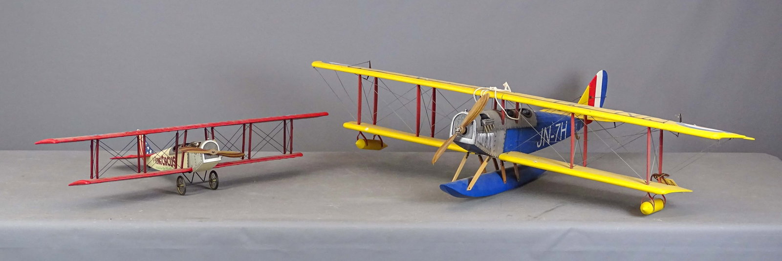 Airplane Models: Lot (2) ariplane models including: THE FLYING CIRCUS" (30" x 20"), the othe 49" x 35".