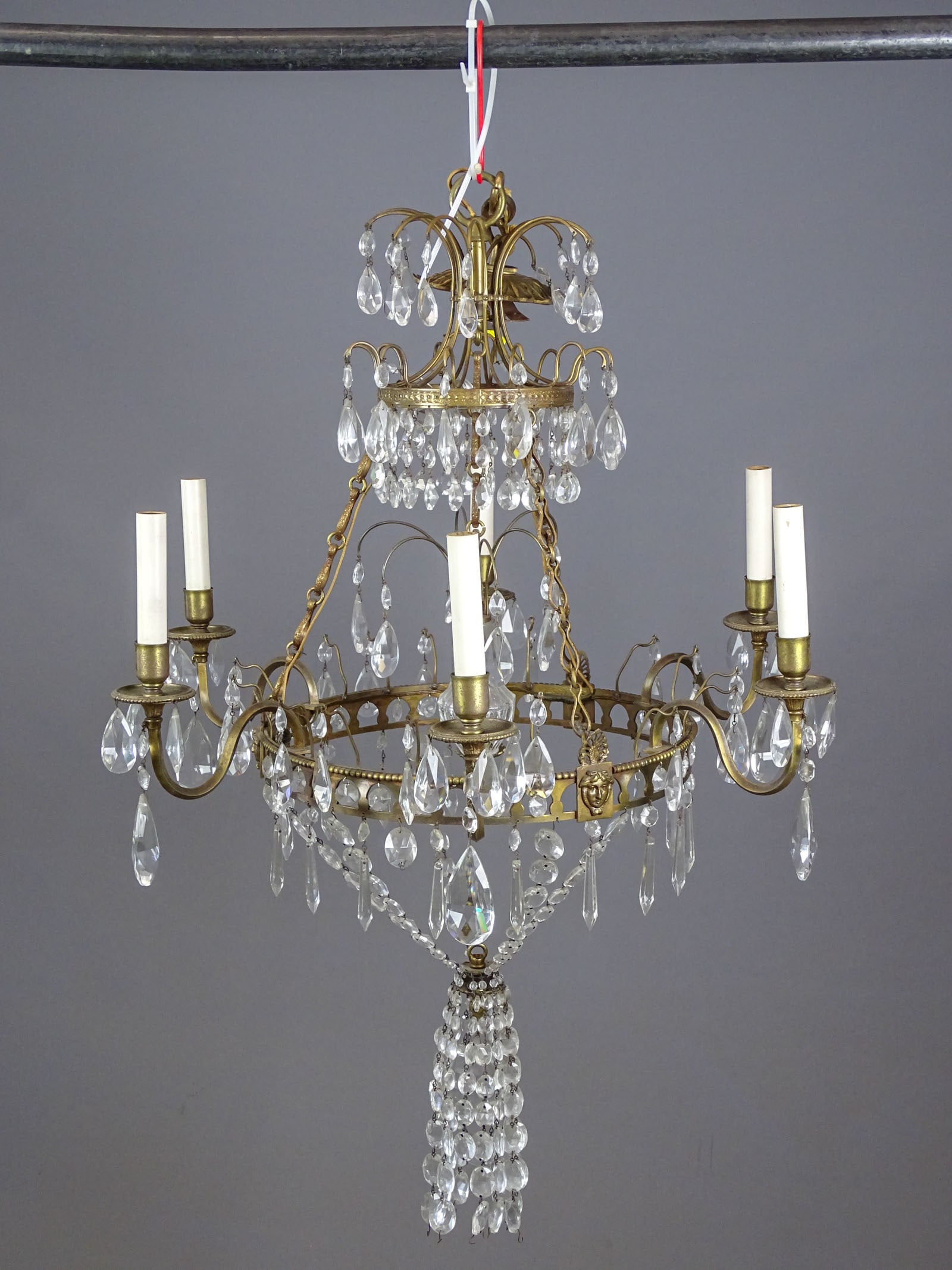 Chandelier Lot: Lot including: pair of adjustable wall sconces, new in box (16" L., extended), and vintage chandelier (24" D., 12" Ht.),