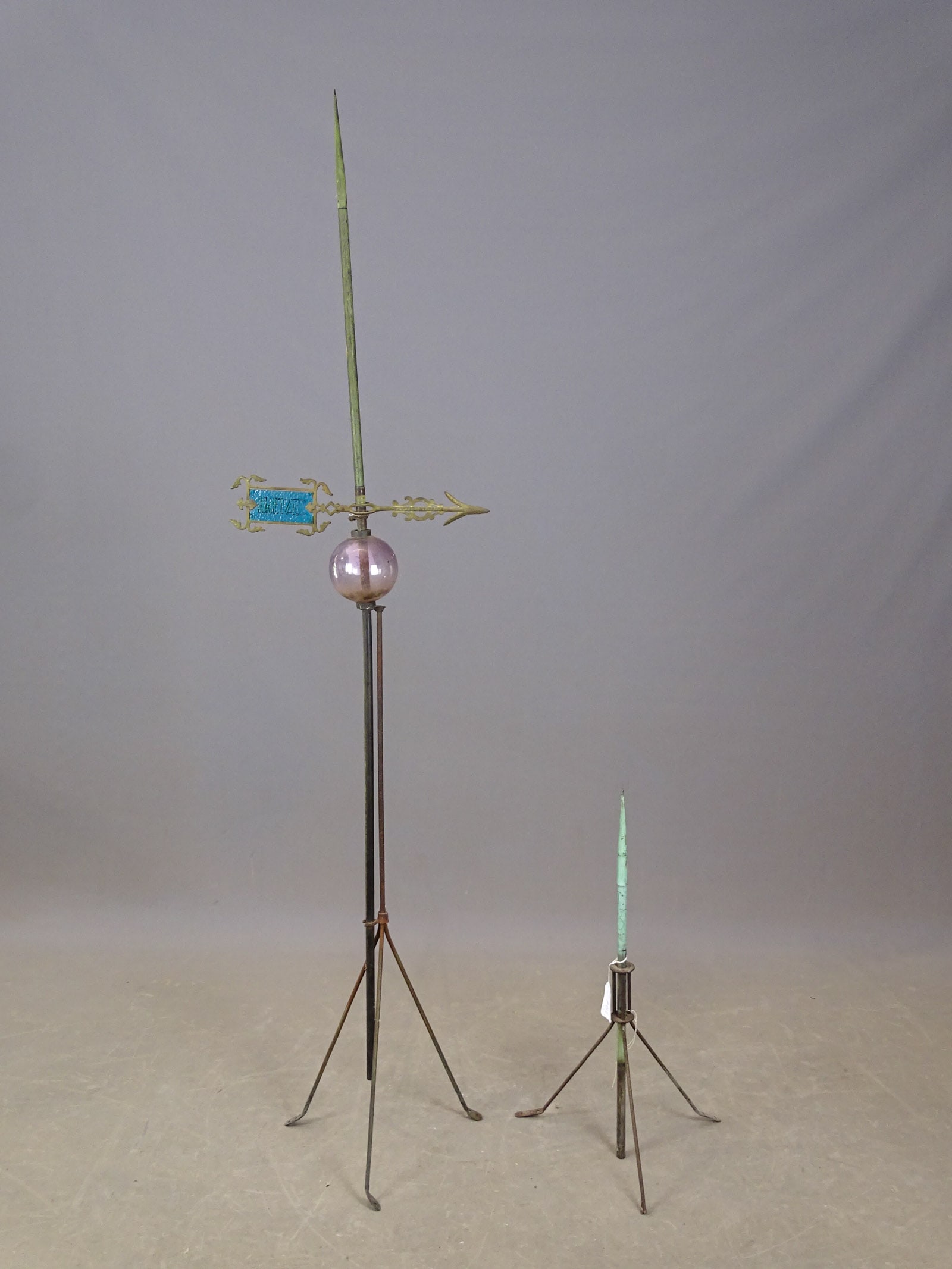 Lightning Rods: Lot (2) lightning rods including: Kretzer Directional with glass ball (72" Ht.), the other 28" Ht..