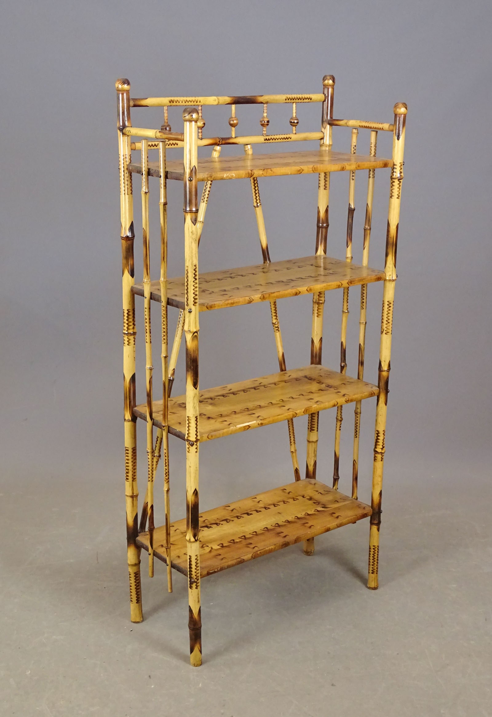Vintage Bamboo Shelf: Vintage bamboo shelf. 23" x 10 1/2" x 49 1/2" Ht..