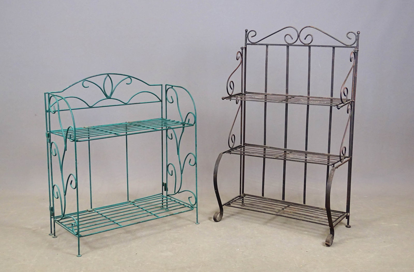 Two Metal Folding Racks: Lot (2) metal folding racks. 23" x 10" x 38" Ht. and 25" x 12" x 29".