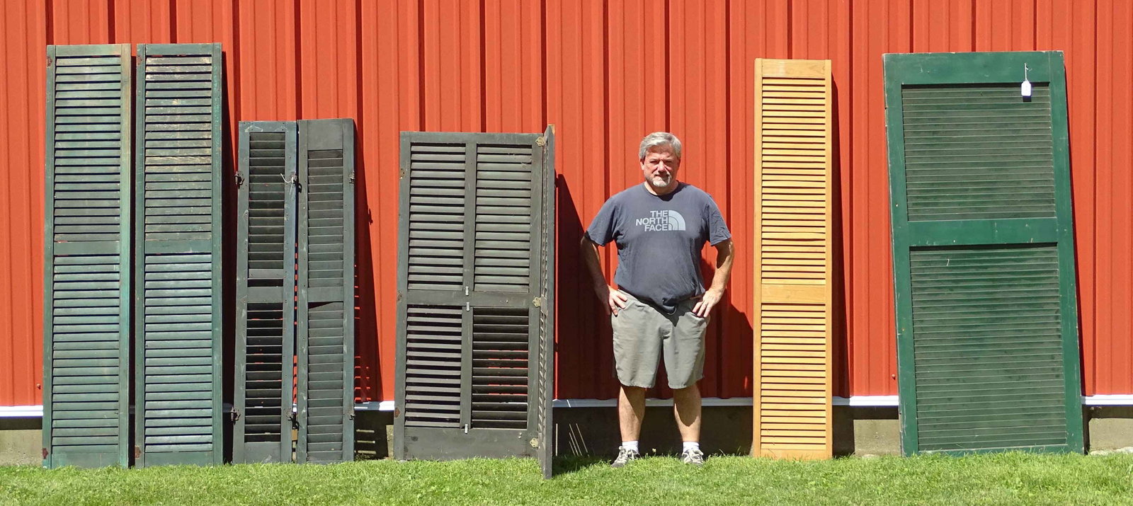 Collection of Shutters: Collection of shutters: 36" x 80:; (2) section with hinges (each section 15" x 80"); (2) section with hinges (each section 28" x 64"); (2) 11" x 68"; (2) 16" x 83".