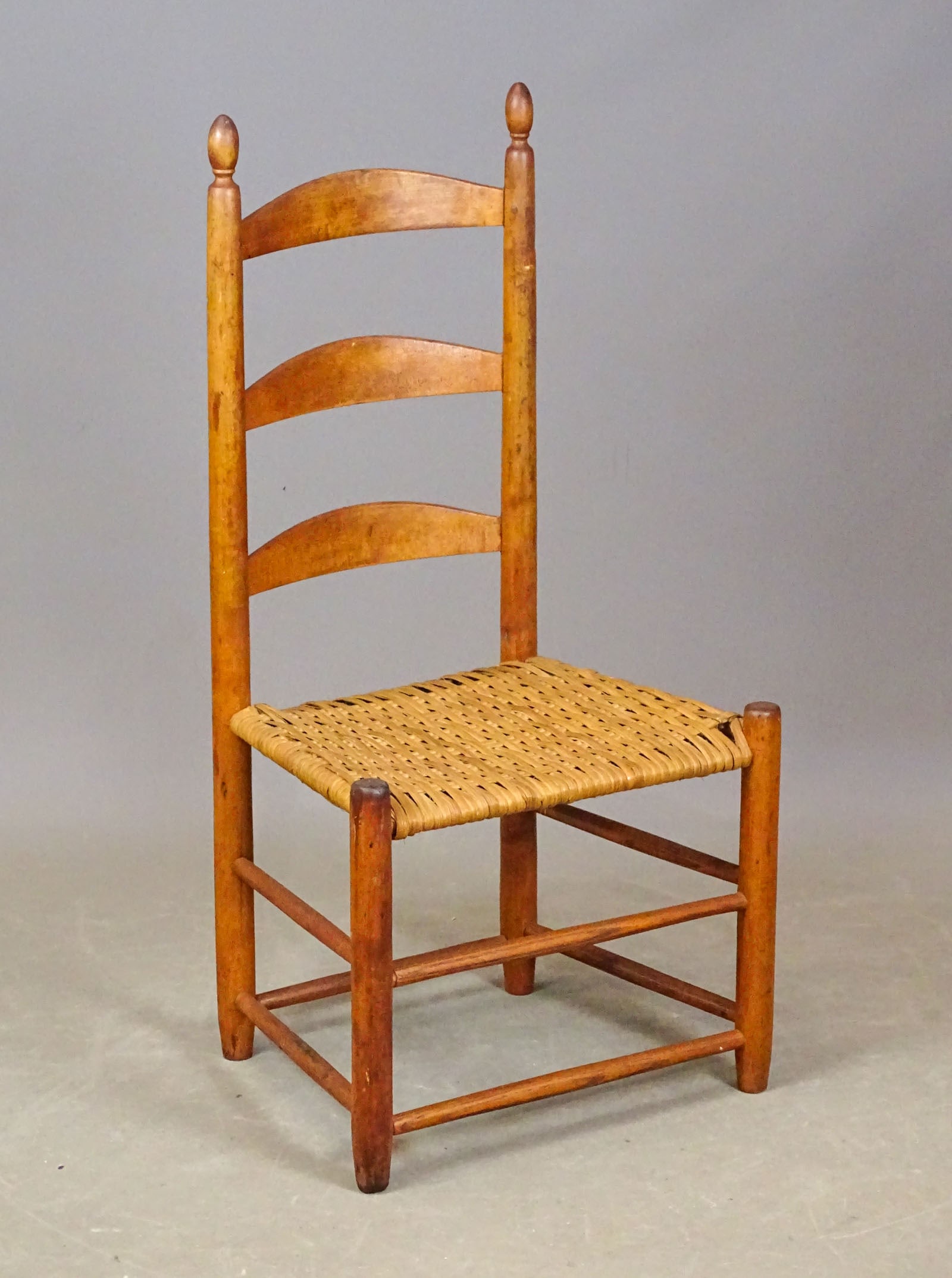 19th c. Ladderback Chair: 19th c. ladderback chair. 16" seat Ht., 38" overall Ht..