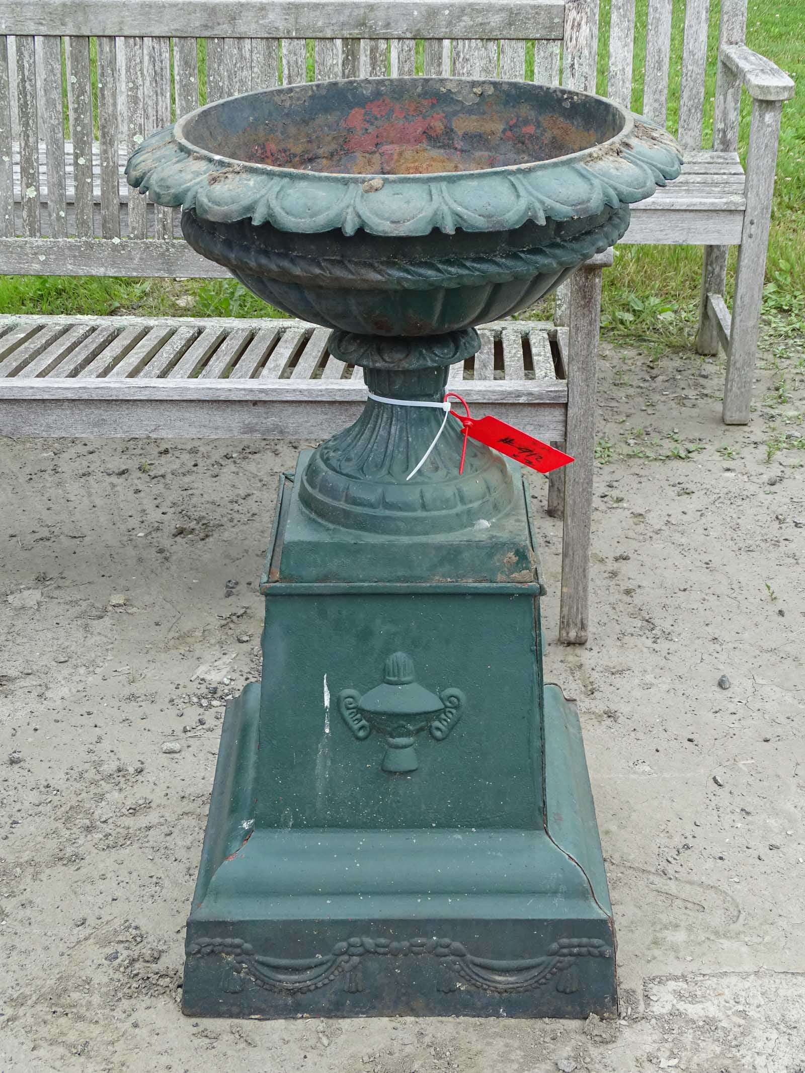 Pair Cast Iron Urns - 2