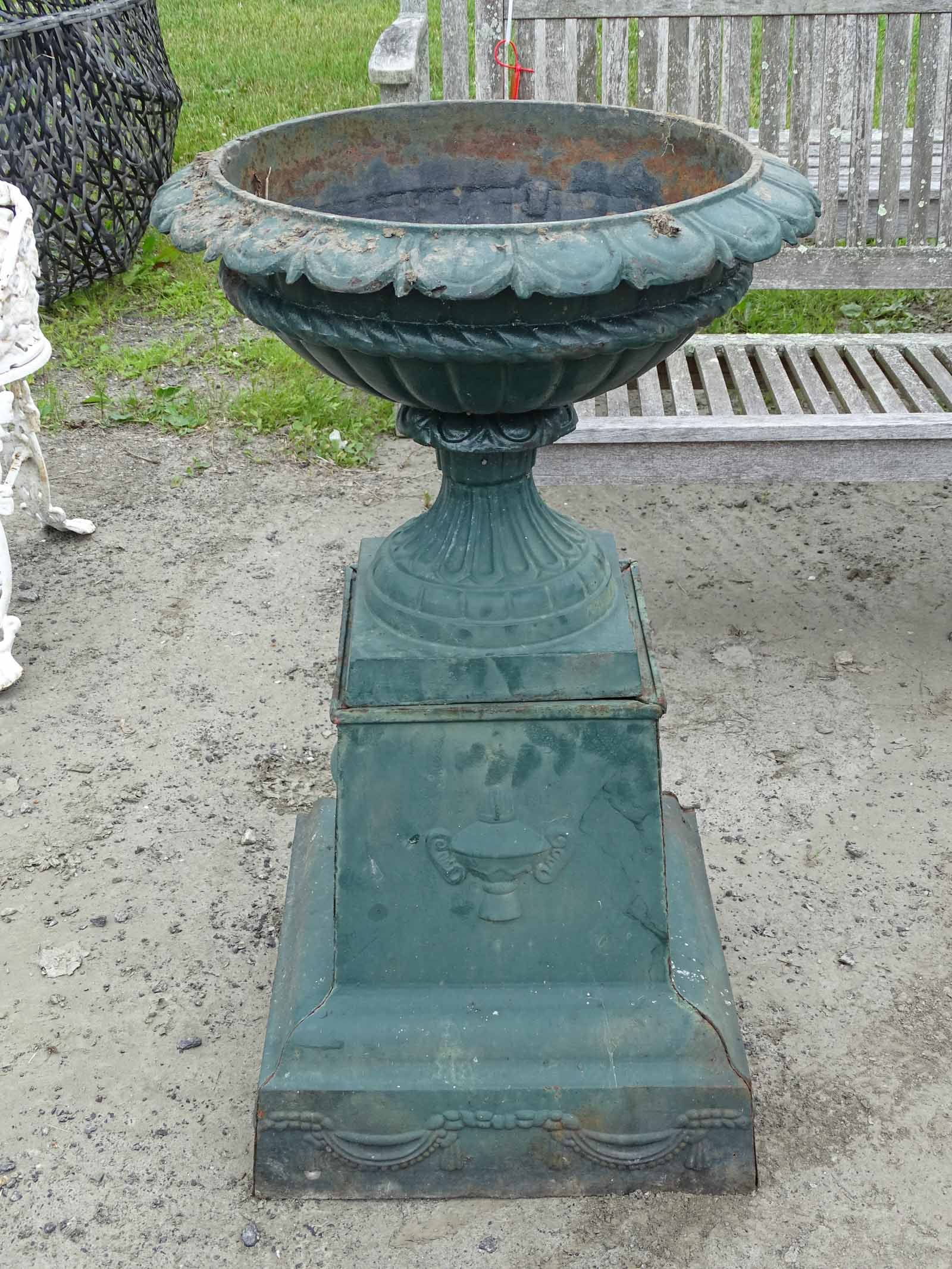 Pair Cast Iron Urns - 3