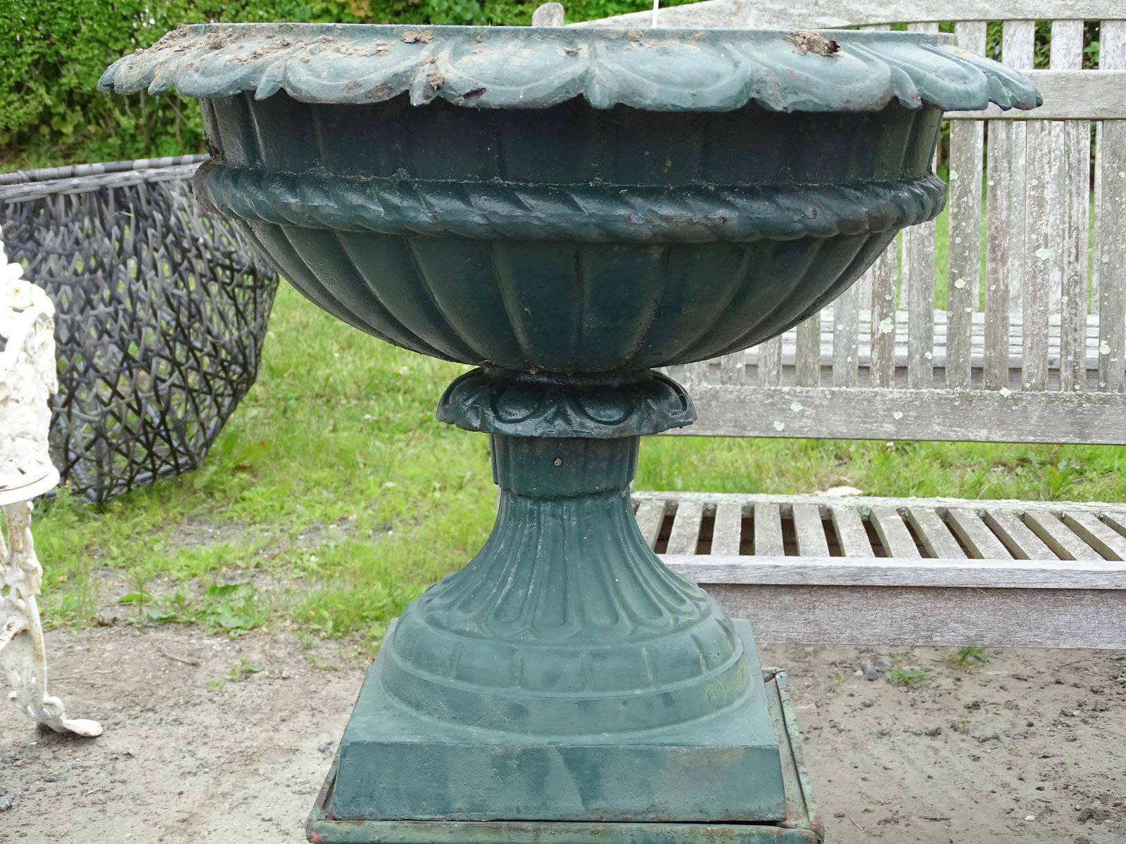 Pair Cast Iron Urns - 4