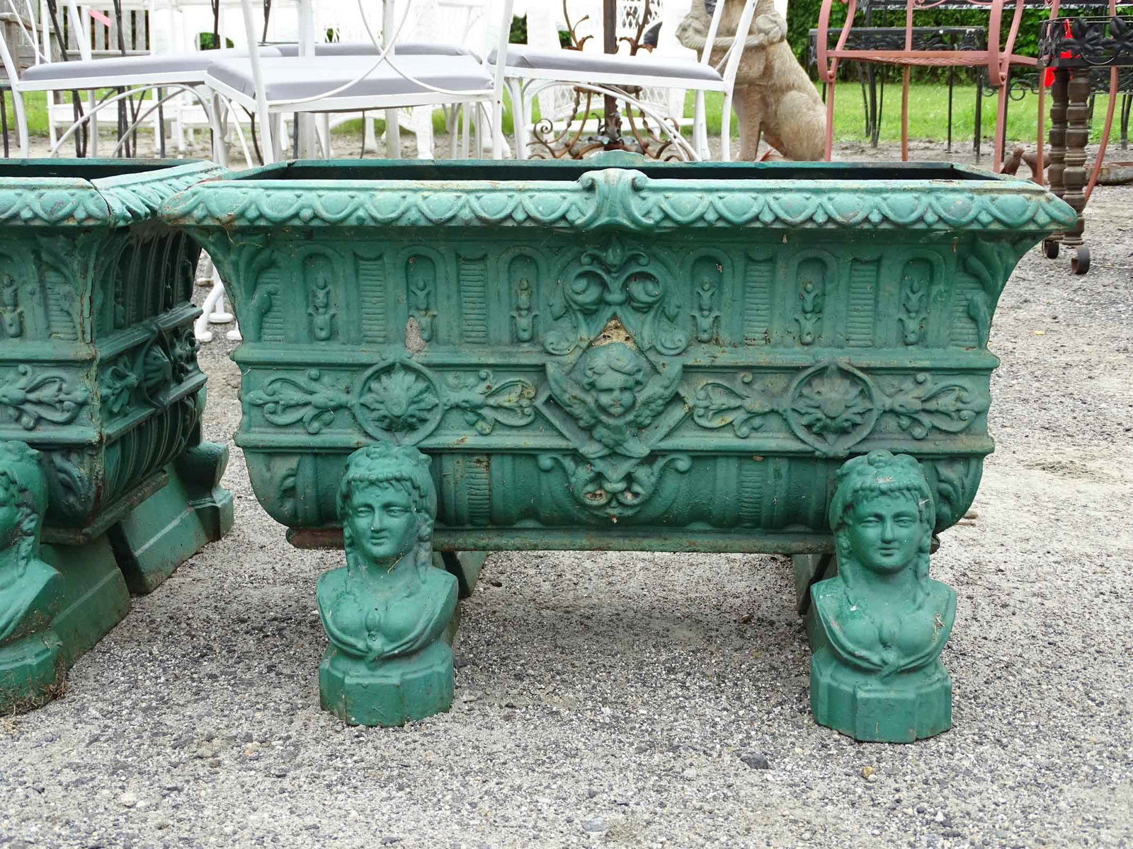 Pair Cast Iron Planters - 2