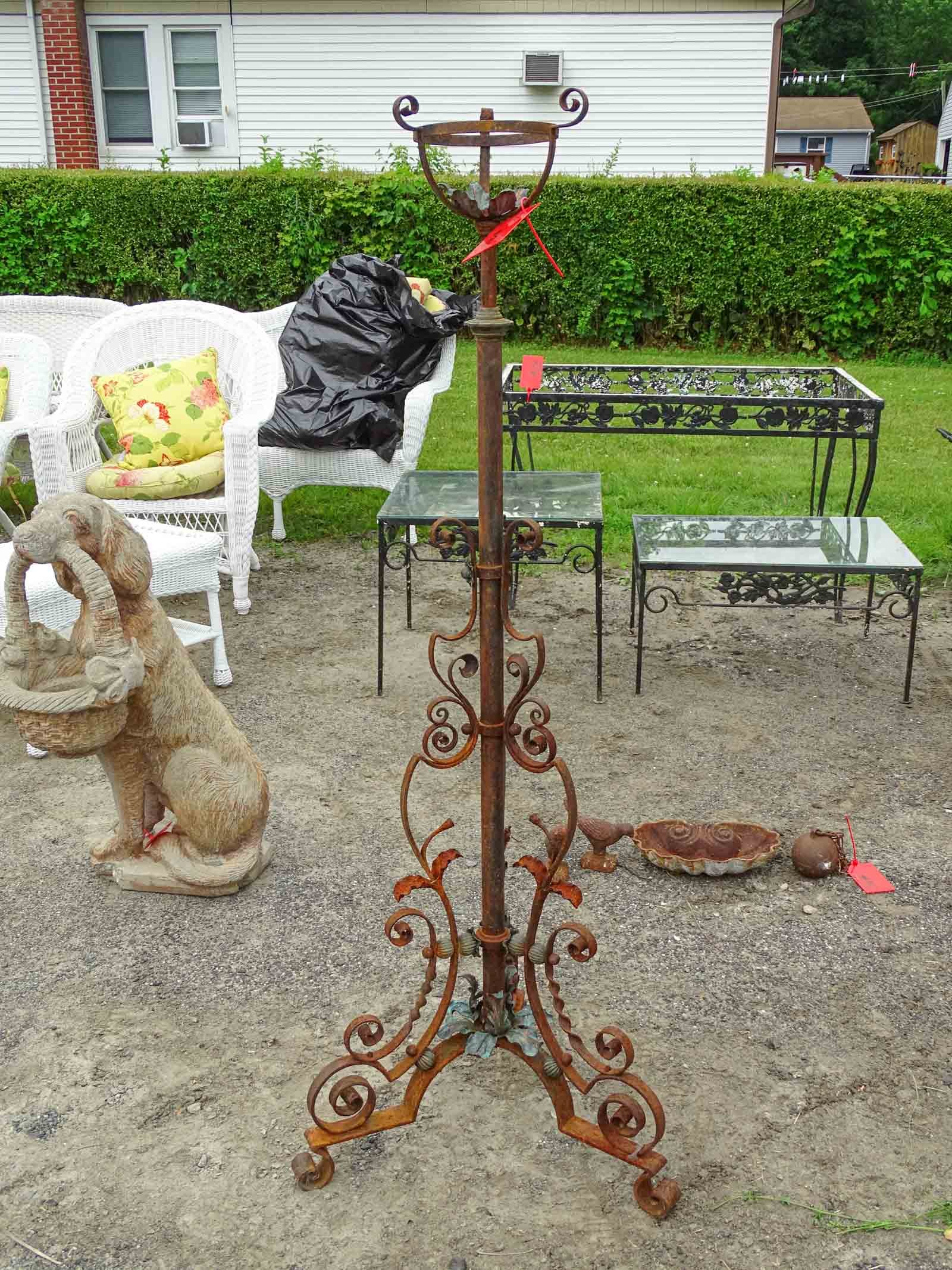 Wrought Iron Planter Base: Wrought iron planter base. 58" Ht..