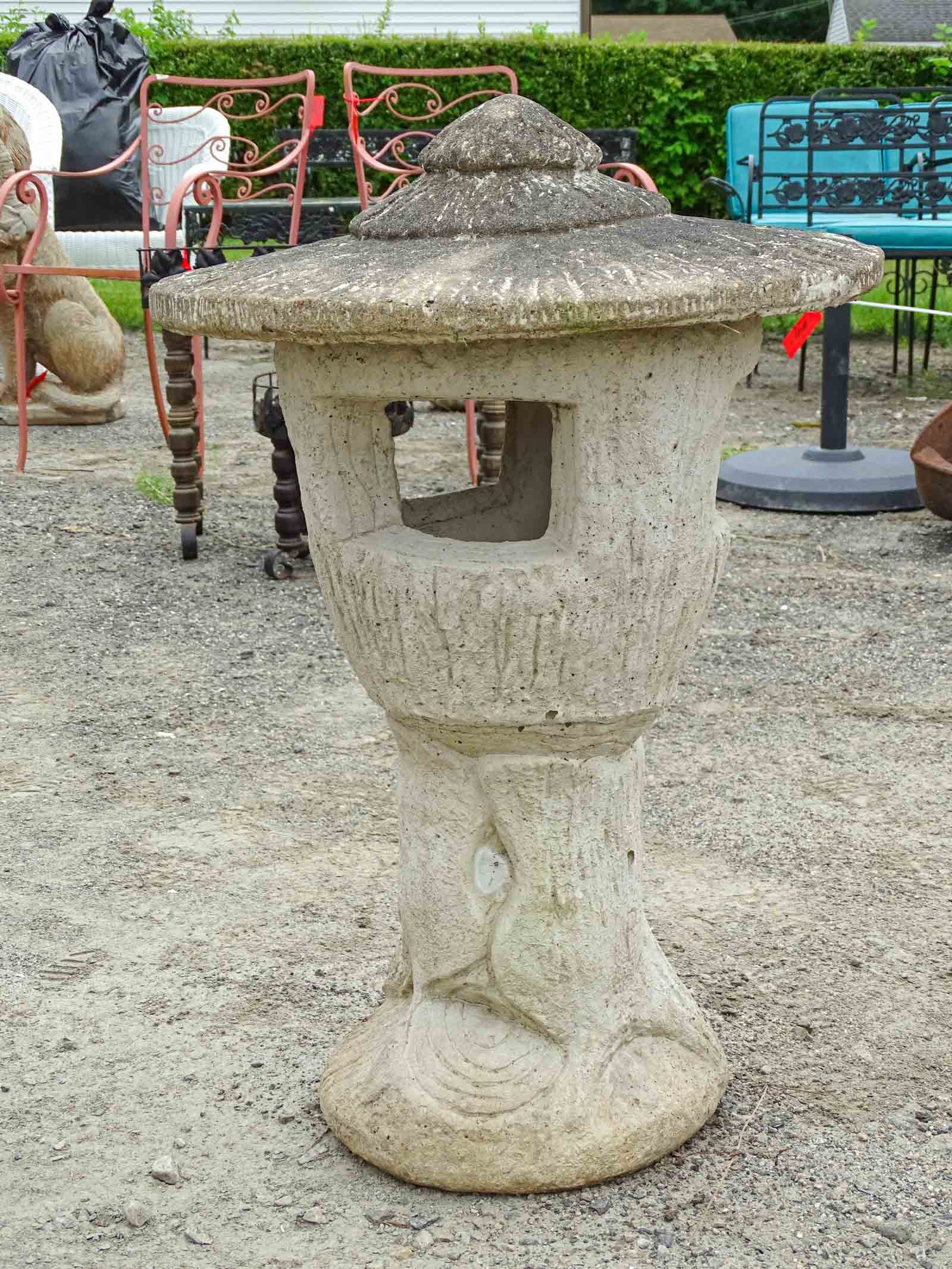 Pair Poured Stone Tree Statues - 2