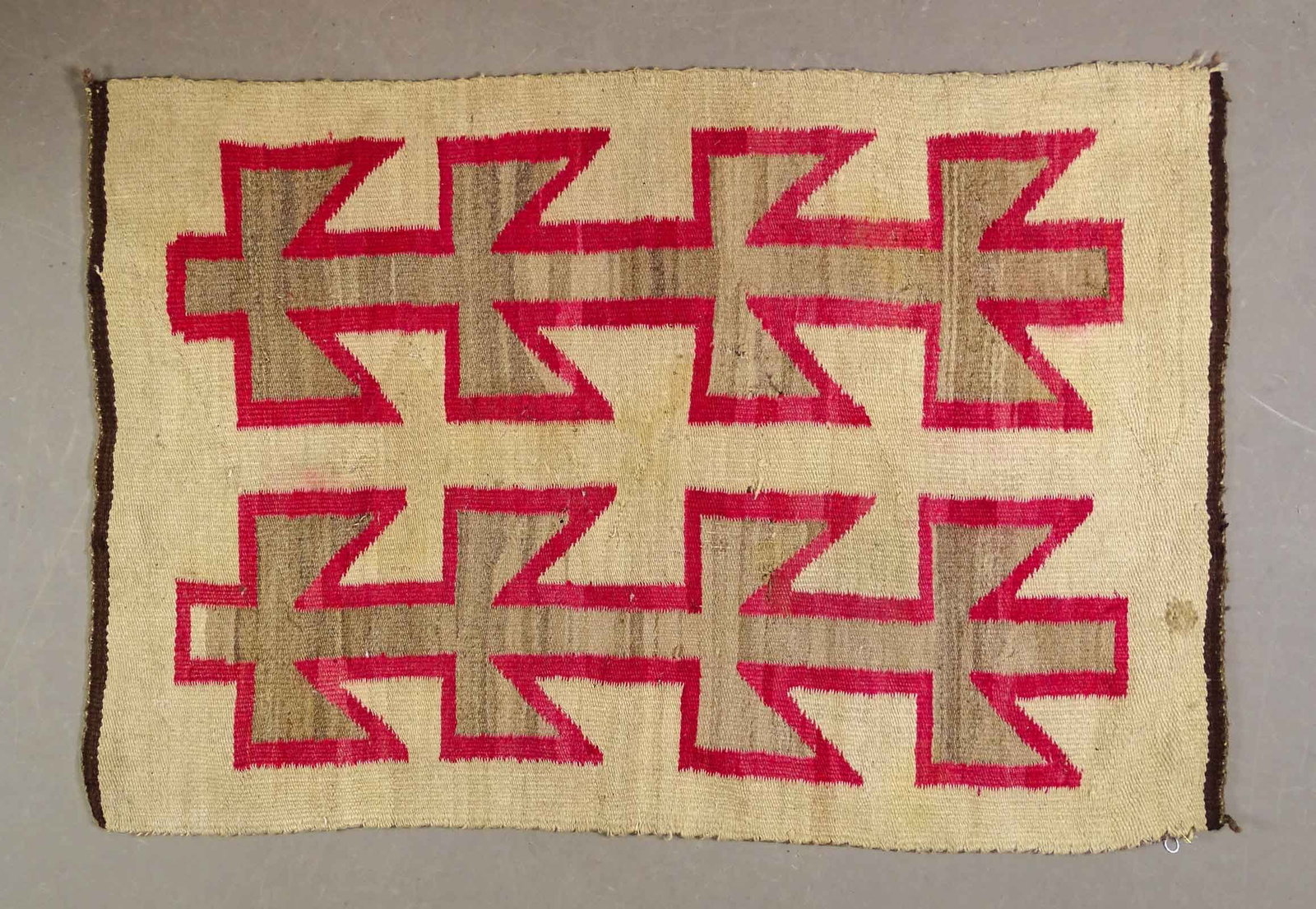 Native American Rug: Native American rug. 34" x 50". As found condition, has some stains/holes.