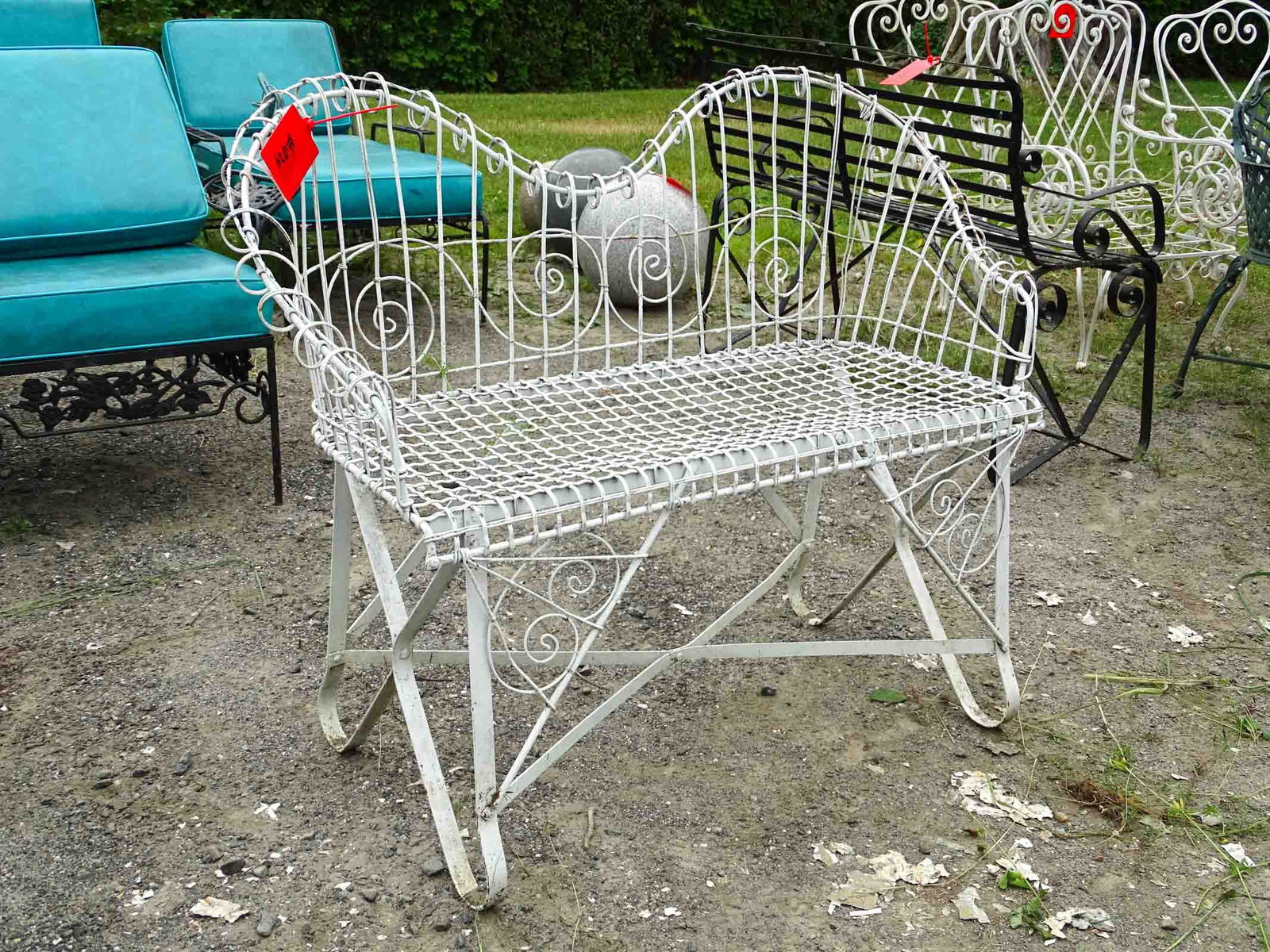 Wrought Iron Bench: Wrought iron bench. 41" L..