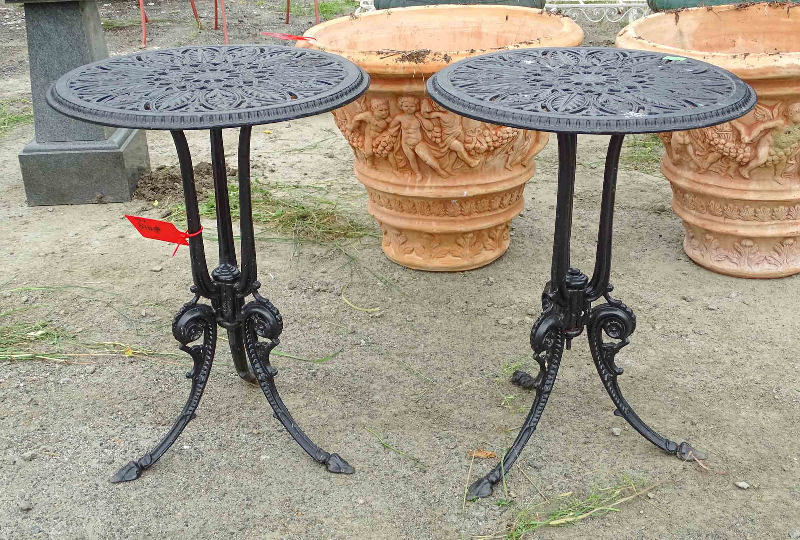 Pair Aluminum Tables: Pair aluminum tables. 19" D., 26" Ht..