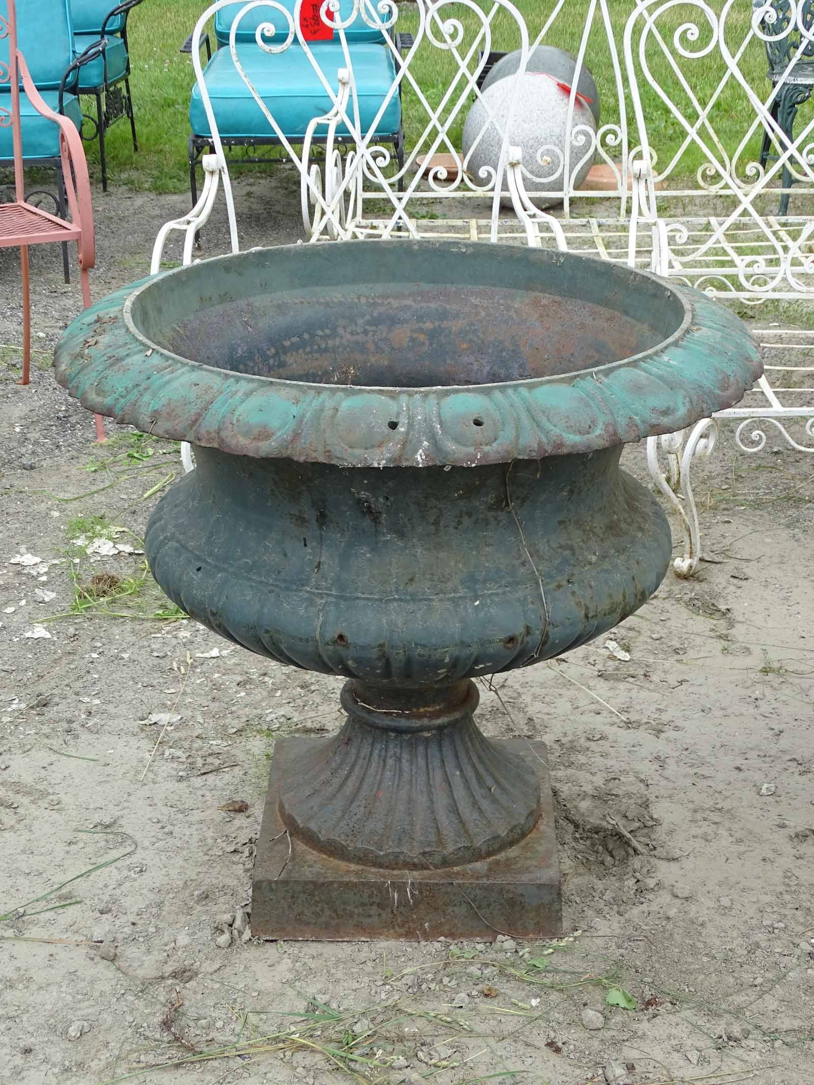 Pair Cast Iron Urns - 2