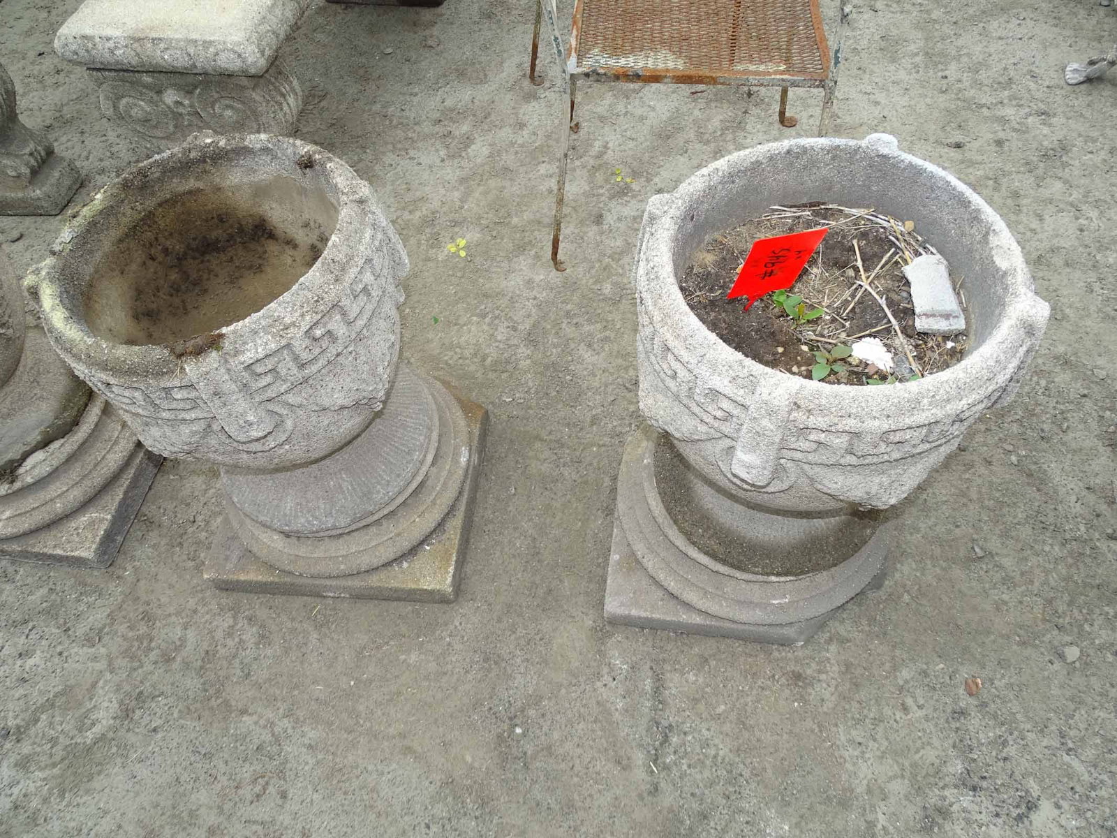 Set (4) Poured Stone Urns - 2