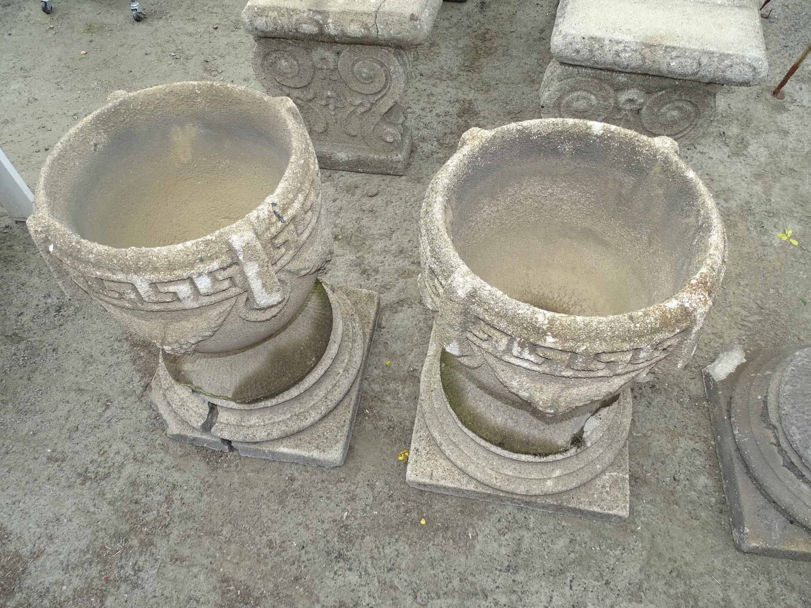Set (4) Poured Stone Urns - 3