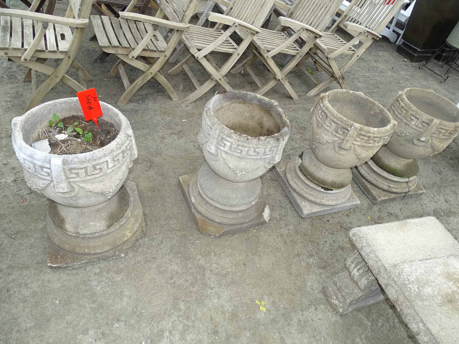 Set (4) Poured Stone Urns - 7