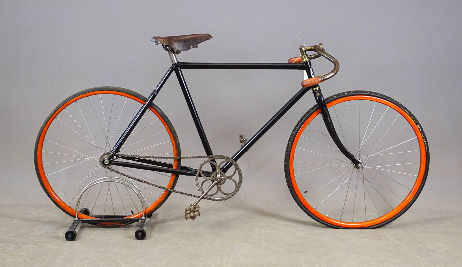 Indian Safety Bicycle: Indian racing Safety bicycle. Hendee Mfg. Co. in Springfield Mass. C. 1890's. Original except for wood rims on the wheels that have been swapped for 28" aluminum rims. Hendee bicycle co. founded by