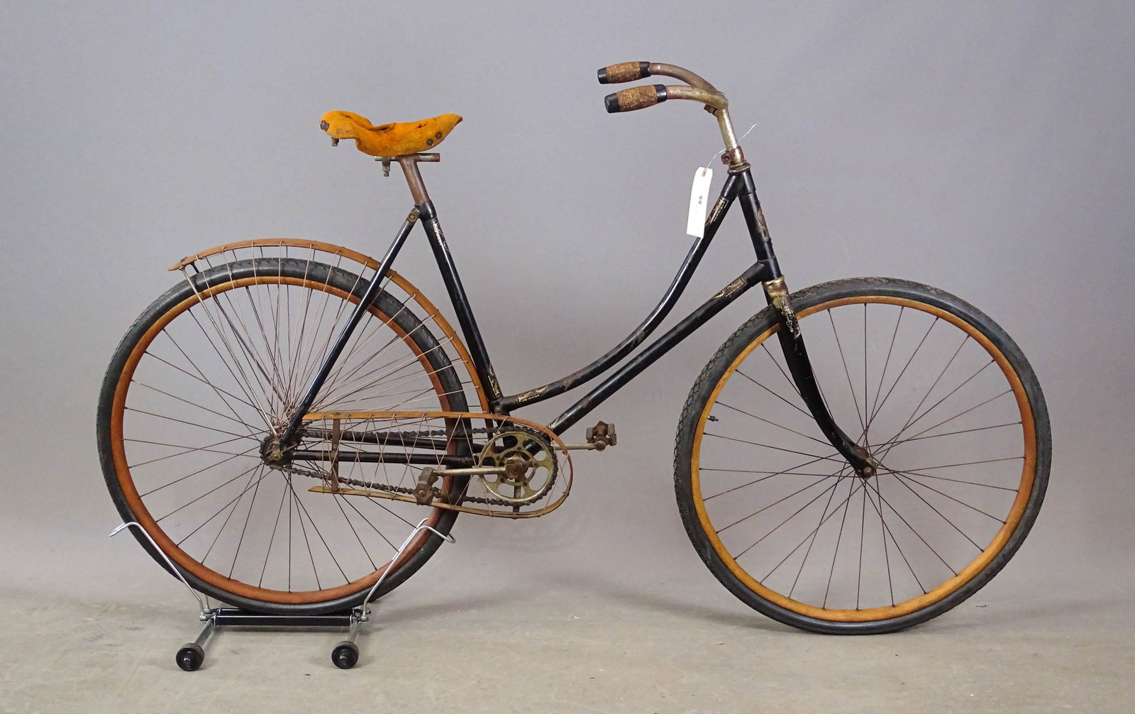 1896 Savoy Pneumatic Safety Bicycle: 1896 Savoy woman's Model C pneumatic safety. 20" frame. Manufactured by the Charles H, Childs & Co., Utica, NY. Believed to be in business for 1 year. Needs leather saddle recovering.