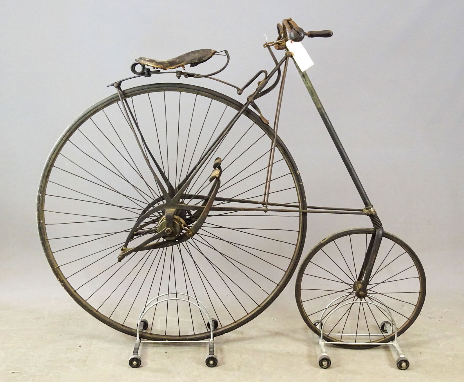 Star High Wheel Bicycle: C. 1880's Star High Wheel bicycle. Patented by George Pressey of Hammonton NJ, produced by H.B. Smith Machine Co. Smithville NJ.. 42" wheel. Barn find condition.