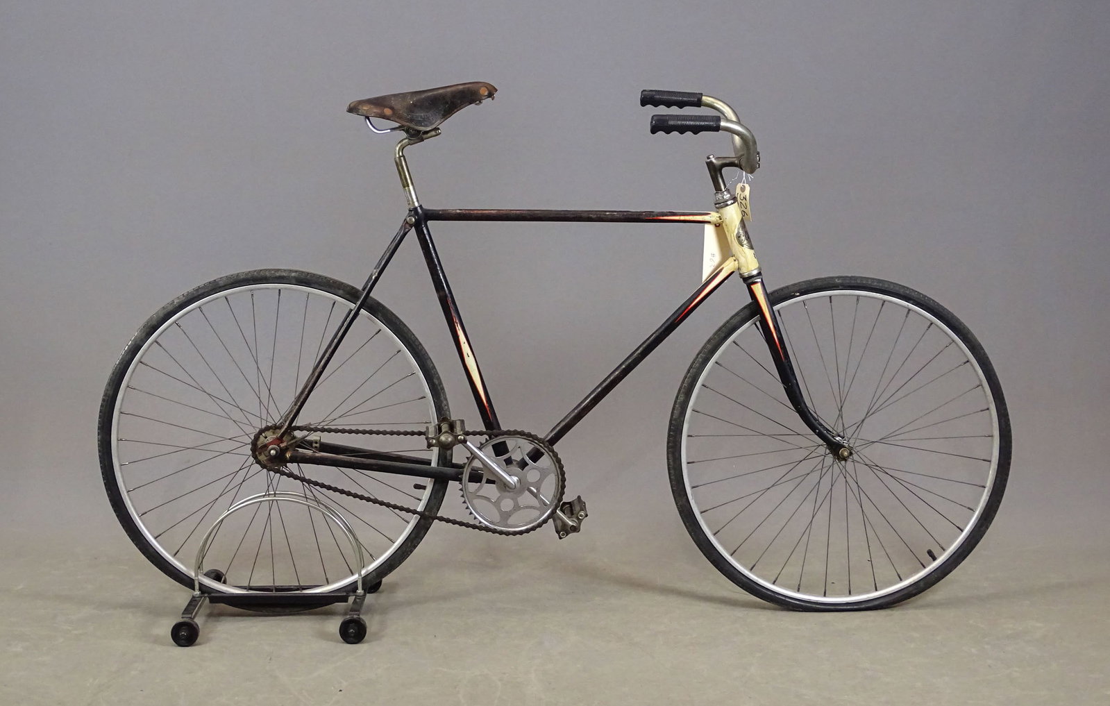 Mead Ranger Bicycle: Mead Ranger bicycle Made in Chicago C. 1930s. Wheels have aluminum rims for 26" tires, and new departure hubs (a model d coaster brake is spoked into the rear wheel. This wheel has mounted John Bull