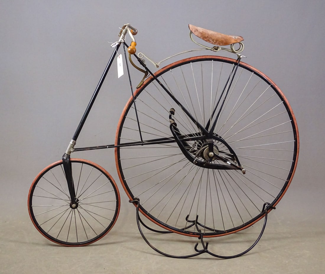 Star 42 Wheel: C. 1880's Star High Wheel 42" bicycle. Patented by George Pressey of Hammonton NJ, produced by H.B. Smith Machine Co. Smithville NJ. Good condition. Gary Sanderson Collection.
