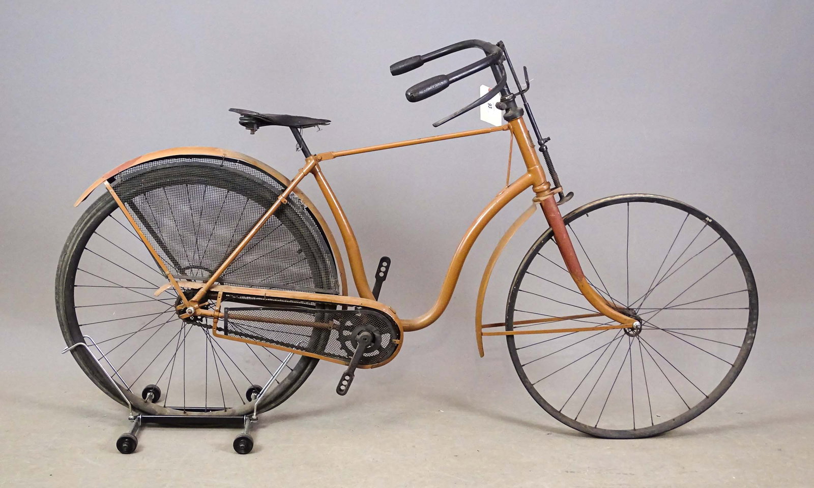 Cushion Tire Safety Bicycle: Cushion tire Safety bicycle. Badge marked "ATLANTA". 18" frame. Fair condition. Mark Mattei Collection.