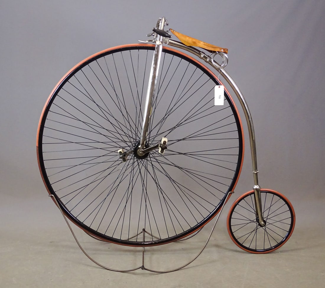 C. 1890 52" Victor High Wheel Bicycle: C. 52" Victor High Wheel bicycle. All nickel except wheels. Restored.