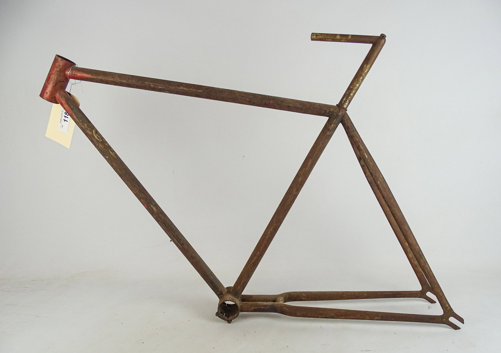 Racycle Brand Decal Frame: Racycle frame. No headbadge, but the brand of this bicycle is shown by a decal on the frame.. The bottom bracket is present. There are gear shifting levers on the frame down tube by Campagnolo. Gary