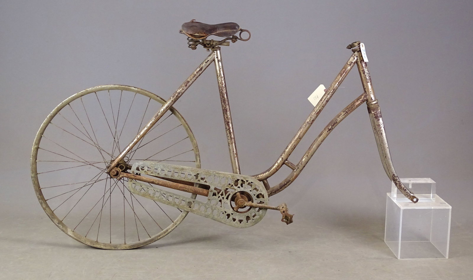 Wolff American Project Bicycle: Wolff American Co., N.H. Wolff Limited, N.Y., project bicycle with fork and rear wheel, but no handlebars or front wheel. Gary Sanderson Collection.
