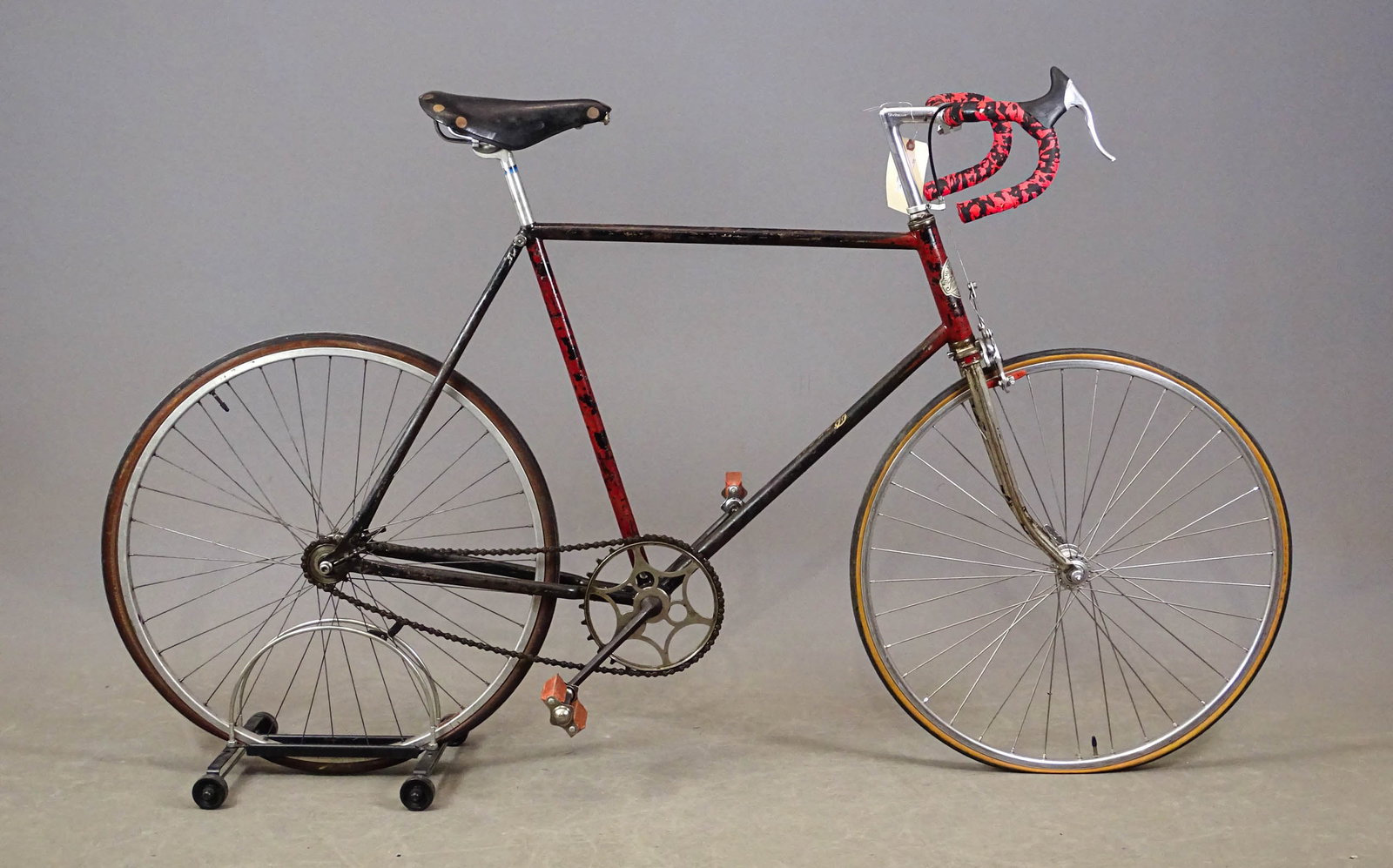 Mead Ranger Bicycle: Early Mead Ranger with later added parts. Fair condition. Gary Sanderson Collection.