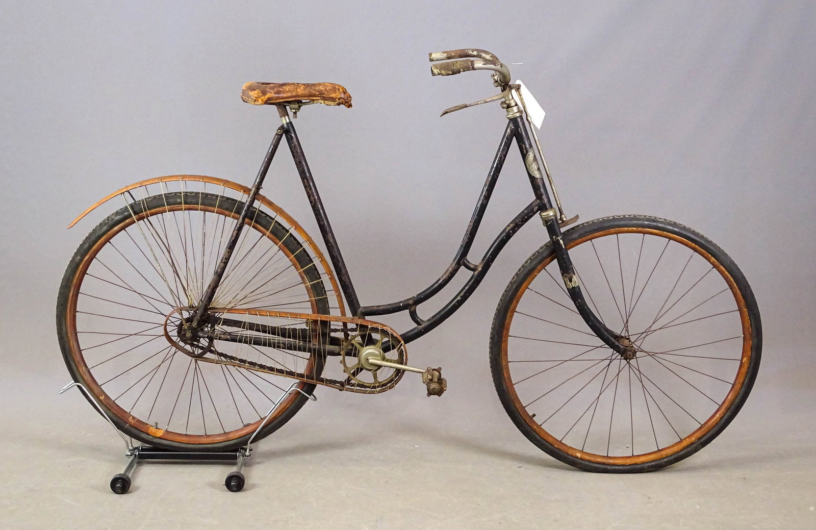 Columbia Model 16 Bicycle: Columbia Model 16 Pneumatic Safety bicycle. 24" frame. Barn find condition. Mark Mattei Collection.