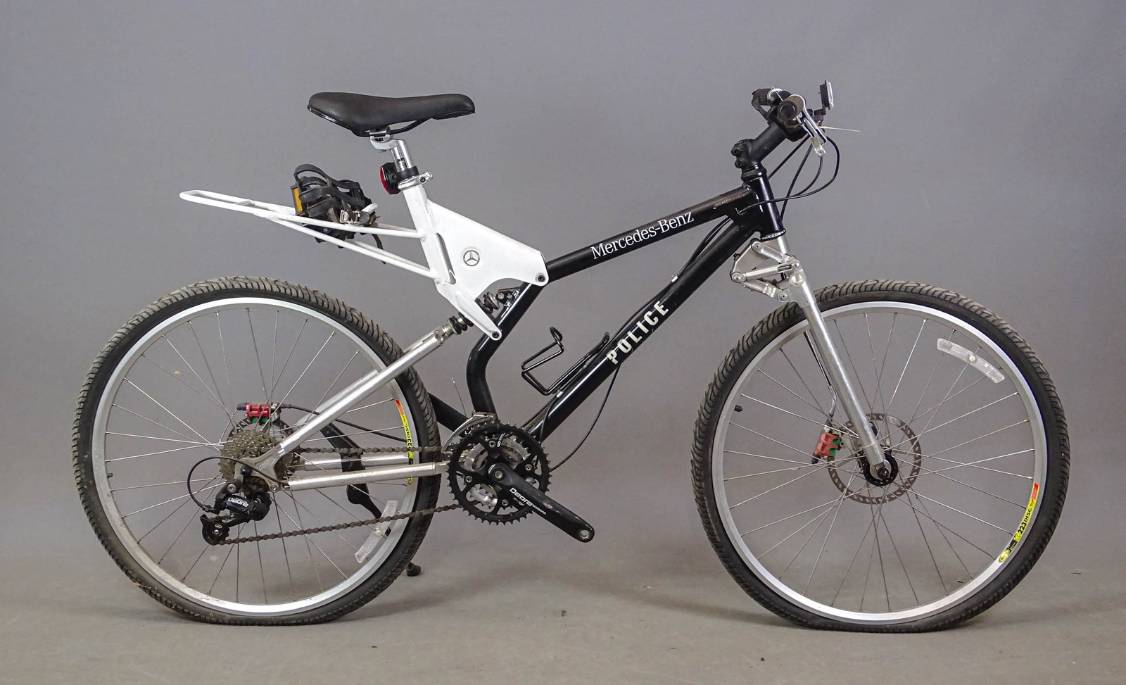 Mercedes Benz Police Bicycle: Mercedes Benz Police mountain bicycle. 21" frame. Good condition. Mark Mattei Collection.