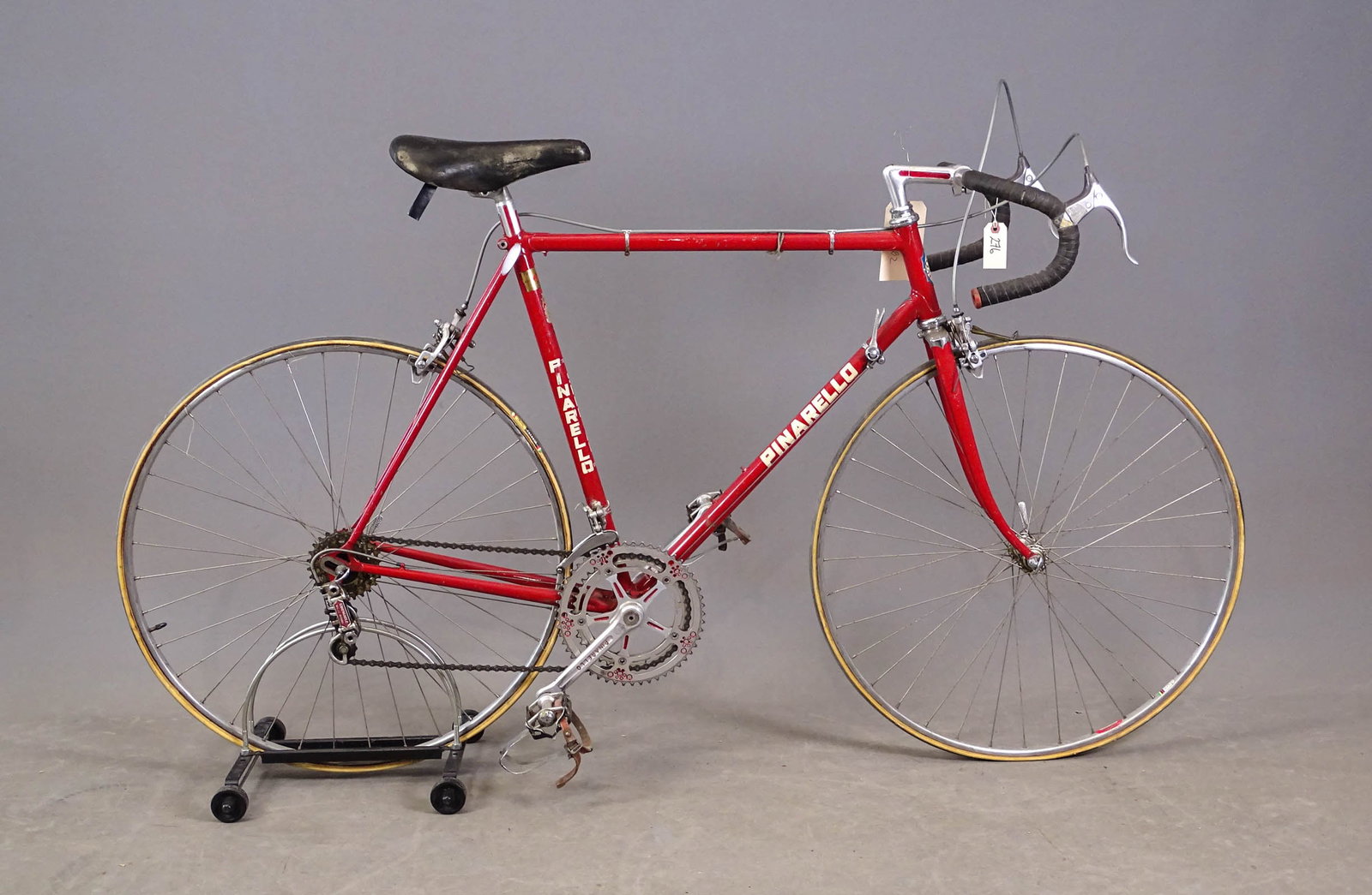 Pinarello Racing Bicycle: Pinarello racing bicycle. 22 1/2" frame equipped with a complete set of Campagnolo components for 10-speed operation. This beautiful bicycle was purchased new in 1990s by my friend Bob Debellis on a