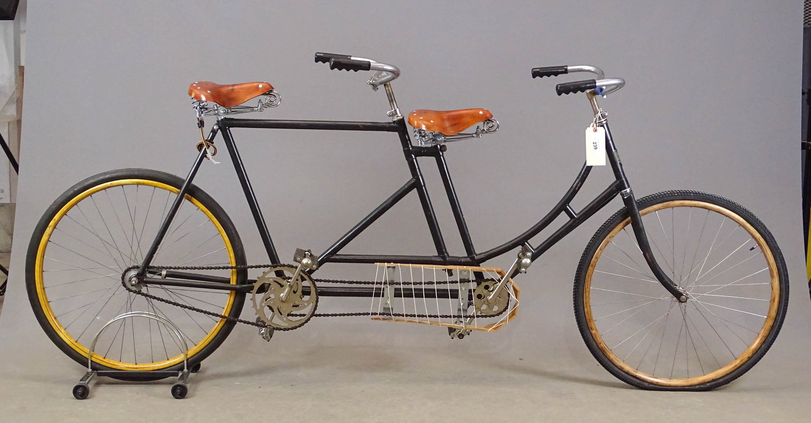 Henley Tandem Bicycle: Henley tandem. Complete. Restored in 2021 by Gary Sanderson using new parts for seats and seat posts and other parts as required. Gary Sanderson Collection.