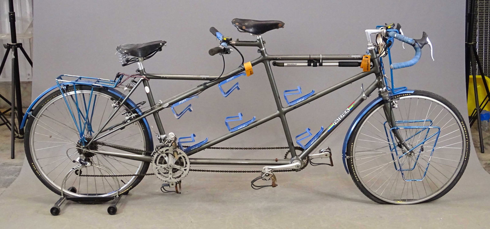 Paterek Touring Tandem: Paterek - a touring tandem custom made for Gary and Irene Sanderson by Timothy Paterek in Wisconsin (USA) in 1959. Frame size = 25" cockpit (for Gary) and 20" stoker (for Irene). This tandem was used