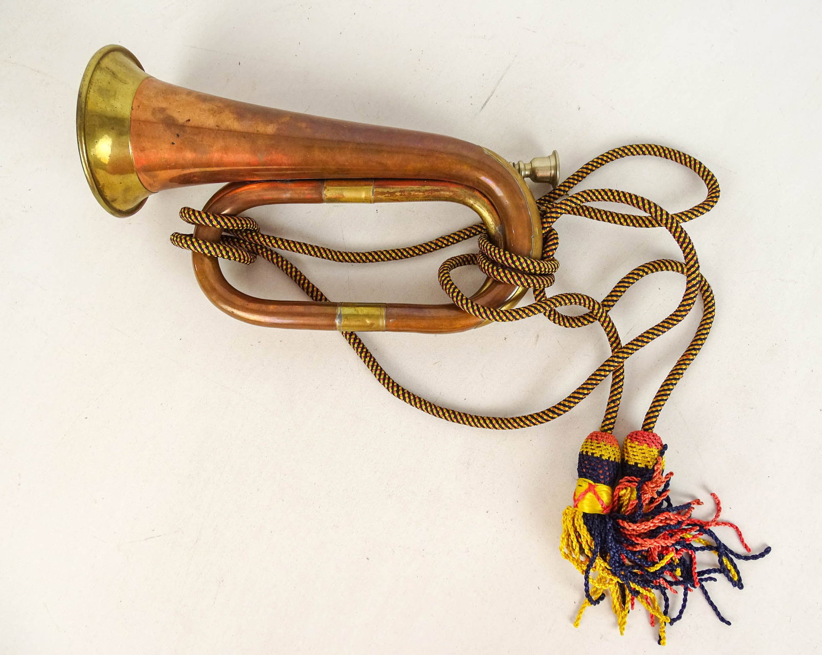 Bicycle Bugle: Brass bicycle bugle. Good condition. 11" L.. Gary Sanderson Collection.