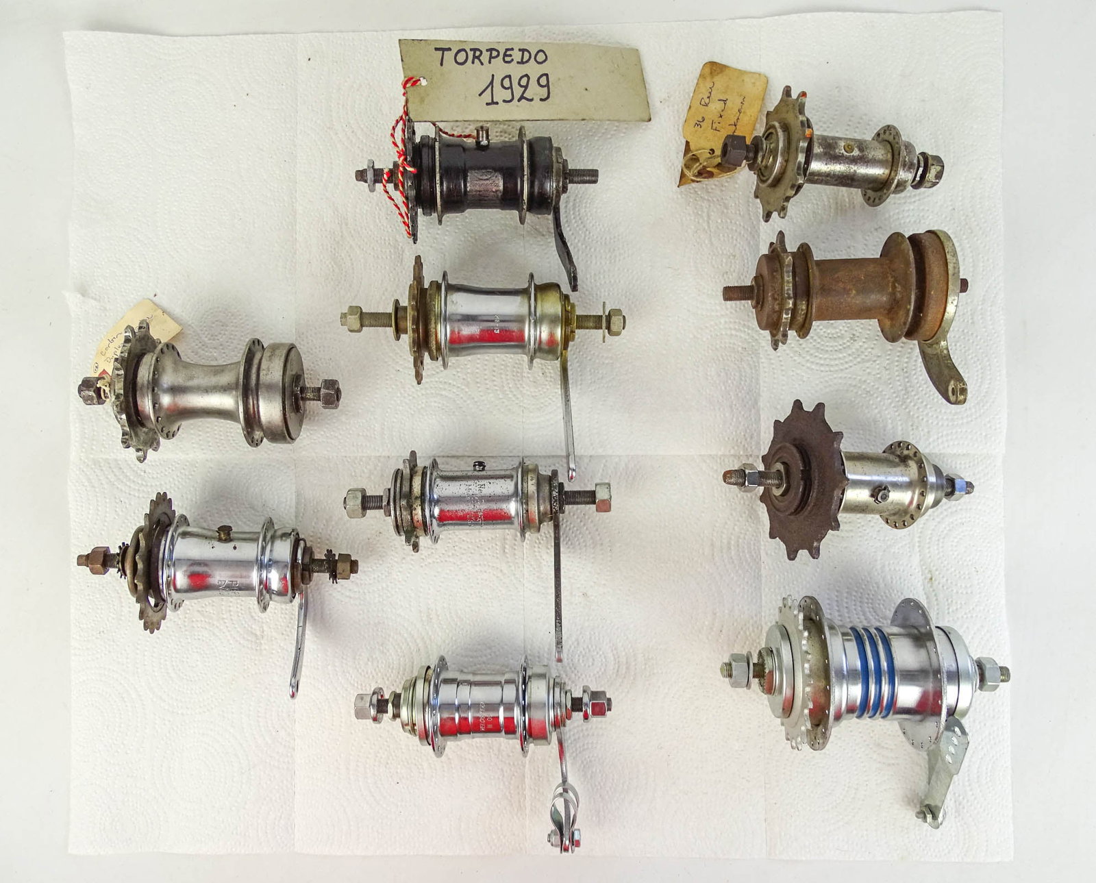 Lot (10) Bicycle Hubs: Lot (10) bicycle hubs. Gary Sanderson Collection.