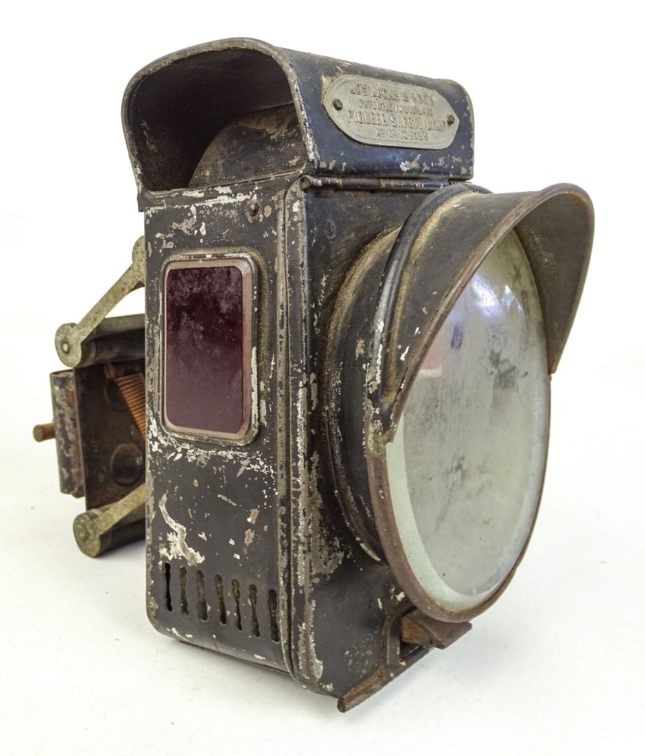 Bicycle Hub Lamp: Bicycle hub lamp. Marked Jos. Lucas. Fair condition. 9" Ht.. Gary Sanderson Collection.