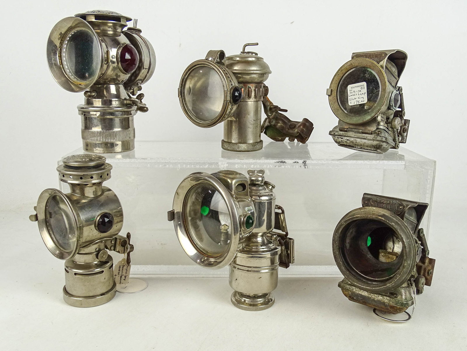 Bicycle Lamp Lot: Lot of early bicycle lamps. Fair-Good condition. Gary Sanderson Collection.