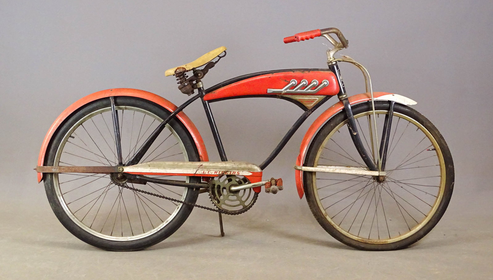 Pre-War J.C. Higgins Bicycle: Pre-War J.C. Higgins tank bicycle. 18" frame. Barn find condition.